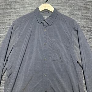 Swiss Tech Shirt Men's L Blue Long Sleeve Button Nylon Outdoor Hiking SM48Y120